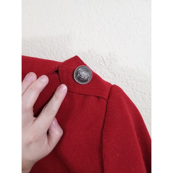 Iris Basic Womens M Red Mid Length Belted Pea Coat Jacket - Picture 4 of 10